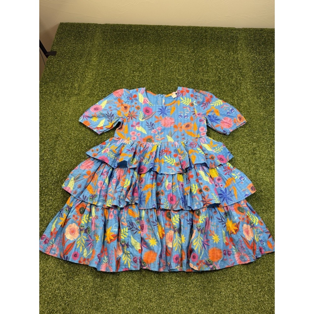 Briton Court Girls Tiered Dress Size 8 Abstract Watercolor Floral Party Colorful